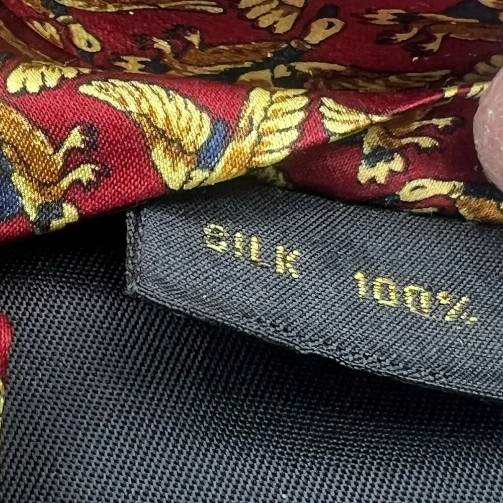 Mens Sinsabang Neck Tie Korea 100% Silk Flying Duck Pattern Red Gold 3.5